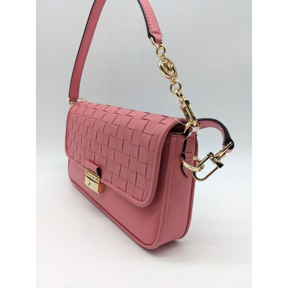 MICHAEL KORS Bradshaw woven leather women's crossbody shoulder bag -TEA ROSE - Picture 7 of 16